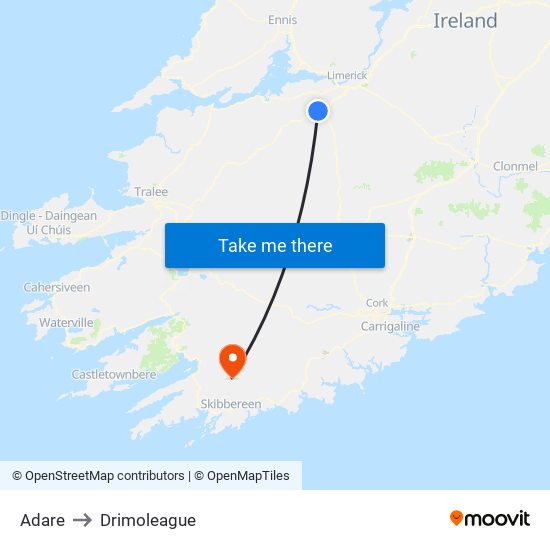 Adare to Drimoleague map