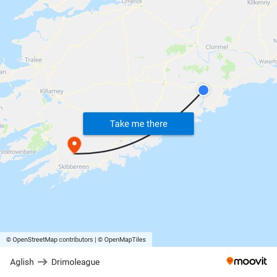 Aglish to Drimoleague map