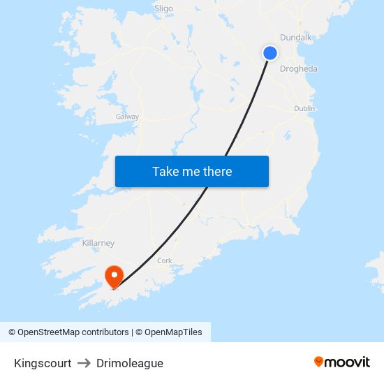 Kingscourt to Drimoleague map