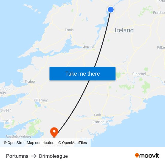 Portumna to Drimoleague map