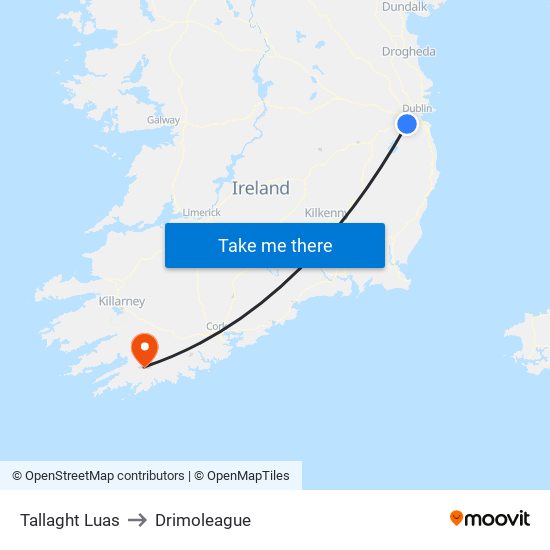 Tallaght Luas to Drimoleague map