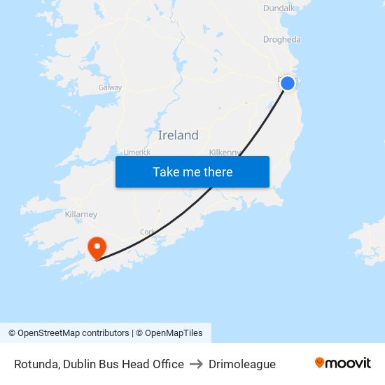 Rotunda, Dublin Bus Head Office to Drimoleague map