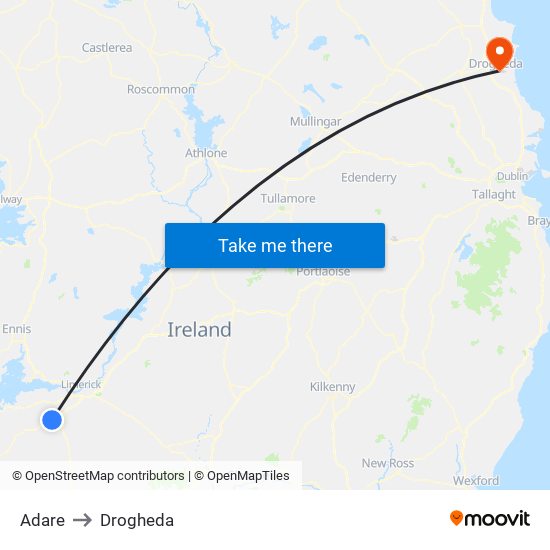 Adare to Drogheda map