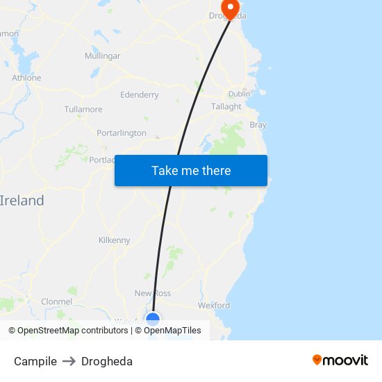 Campile to Drogheda map