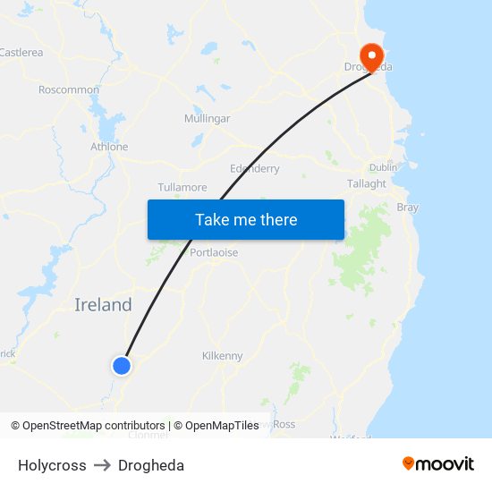 Holycross to Drogheda map