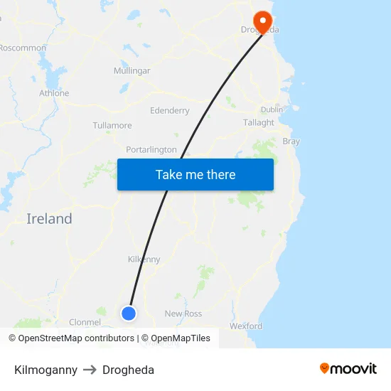 Kilmoganny to Drogheda map