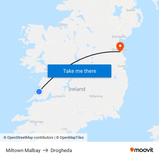 Miltown Malbay to Drogheda map