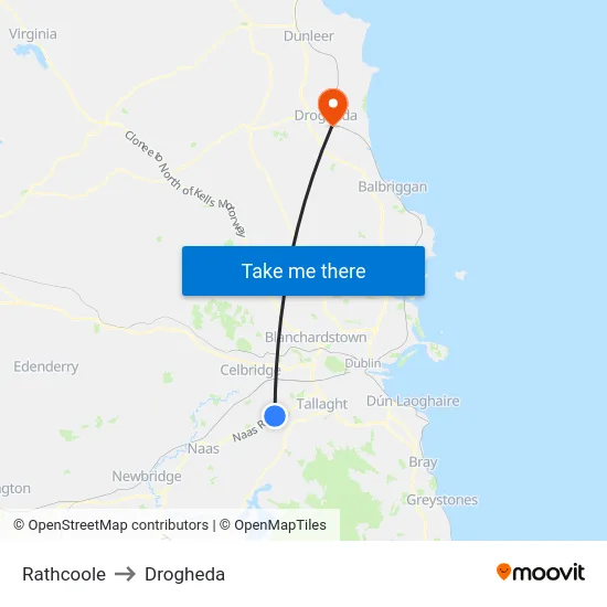 Rathcoole to Drogheda map