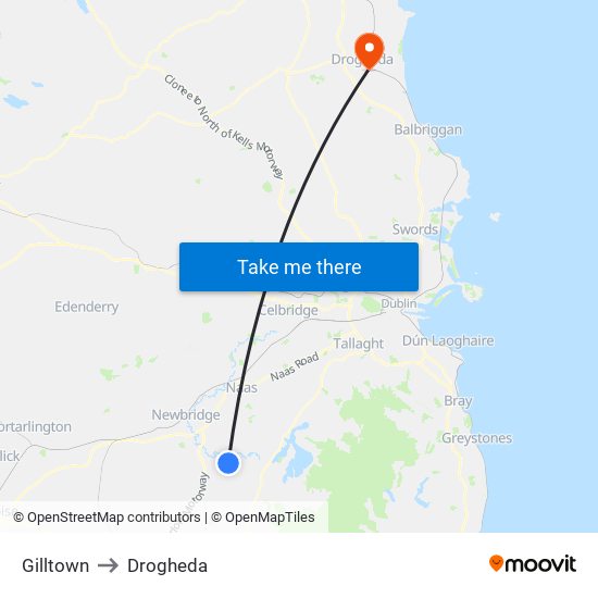 Gilltown to Drogheda map