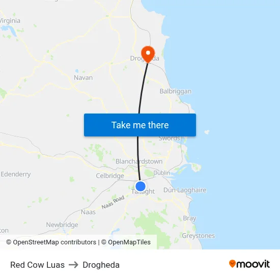 Red Cow Luas to Drogheda map