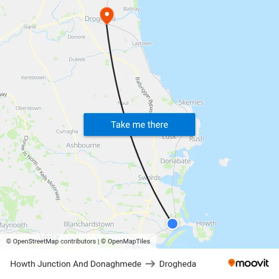 Howth Junction And Donaghmede to Drogheda map