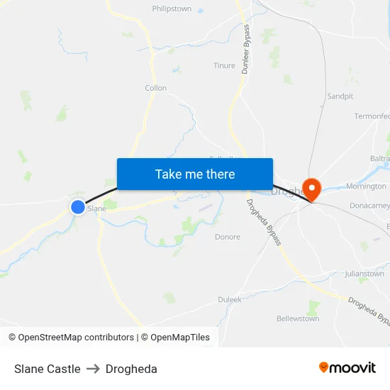 Slane Castle to Drogheda map