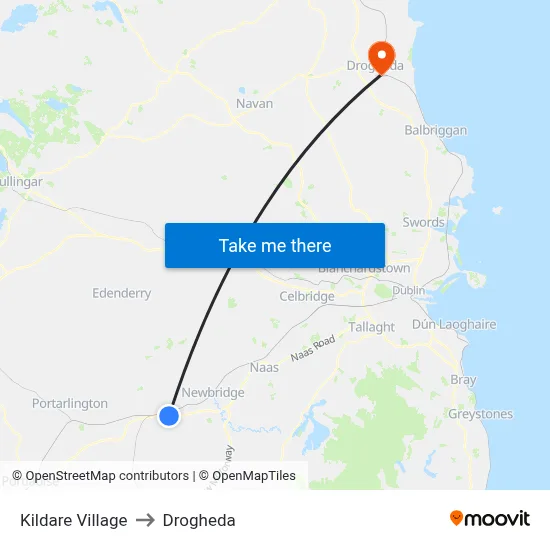 Kildare Village to Drogheda map