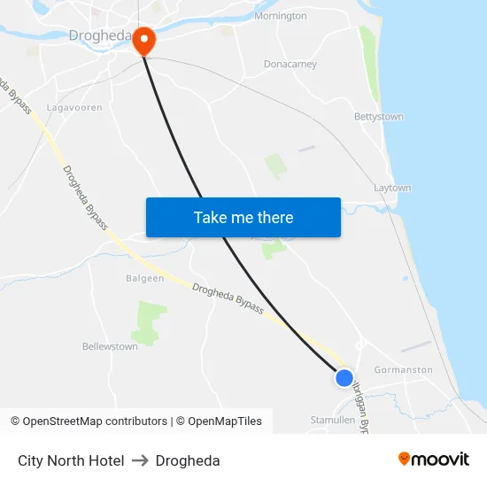 City North Hotel to Drogheda map