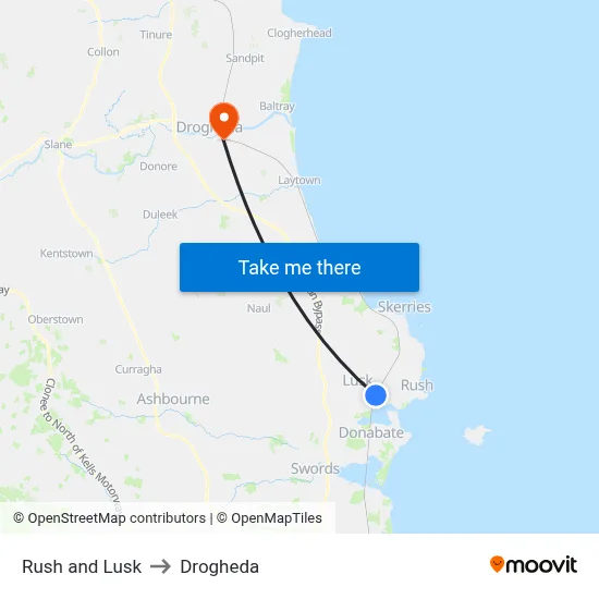 Rush and Lusk to Drogheda map