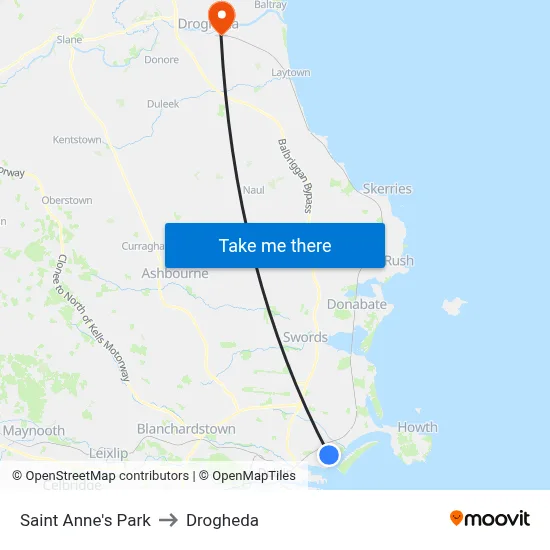 Saint Anne's Park to Drogheda map