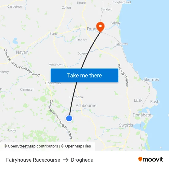 Fairyhouse Racecourse to Drogheda map