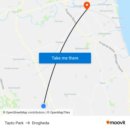 Tayto Park to Drogheda map