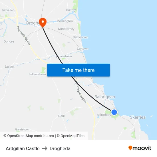 Ardgillan Castle to Drogheda map