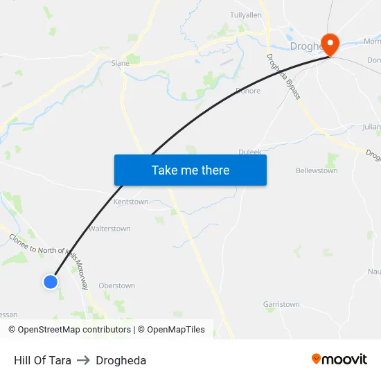 Hill Of Tara to Drogheda map