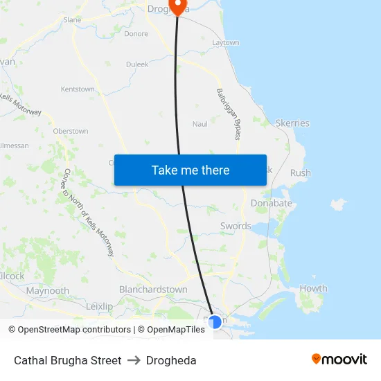 Cathal Brugha Street to Drogheda map