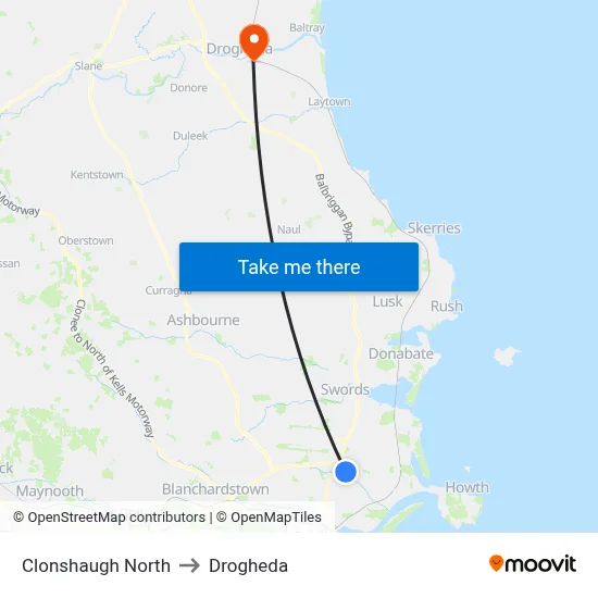 Clonshaugh North to Drogheda map