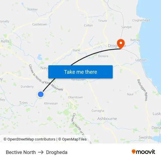 Bective North to Drogheda map