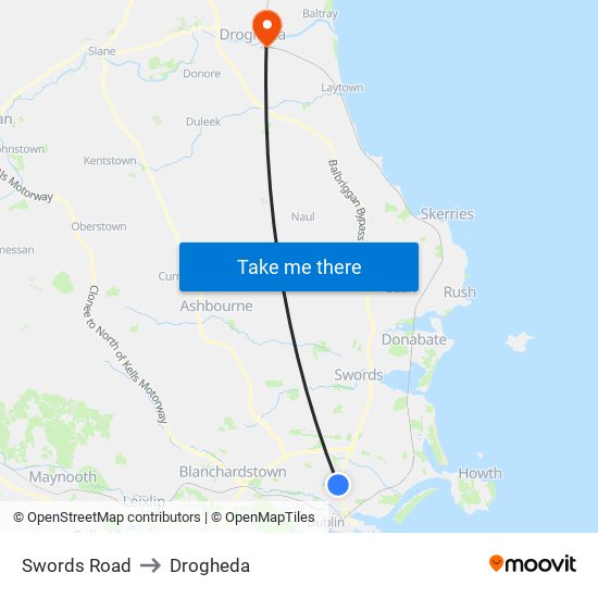 Swords Road to Drogheda map