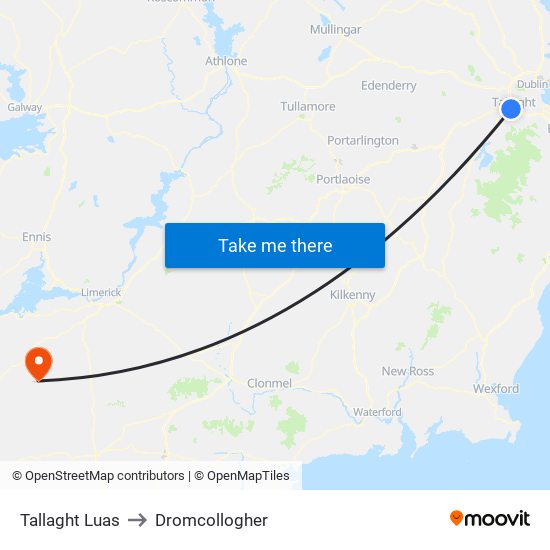 Tallaght Luas to Dromcollogher map