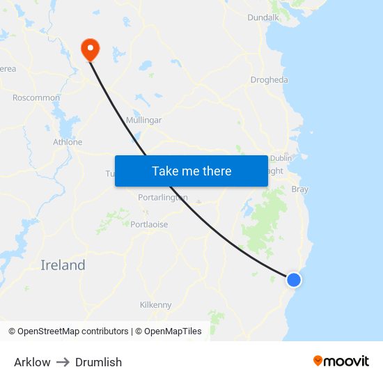 Arklow to Drumlish map