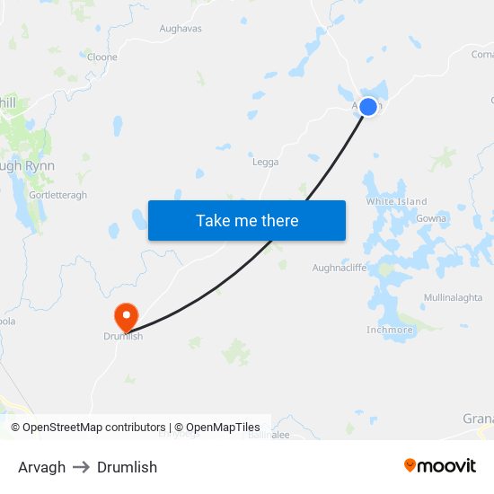 Arvagh to Drumlish map