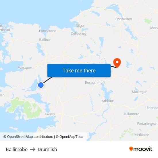 Ballinrobe to Drumlish map