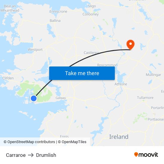Carraroe to Drumlish map