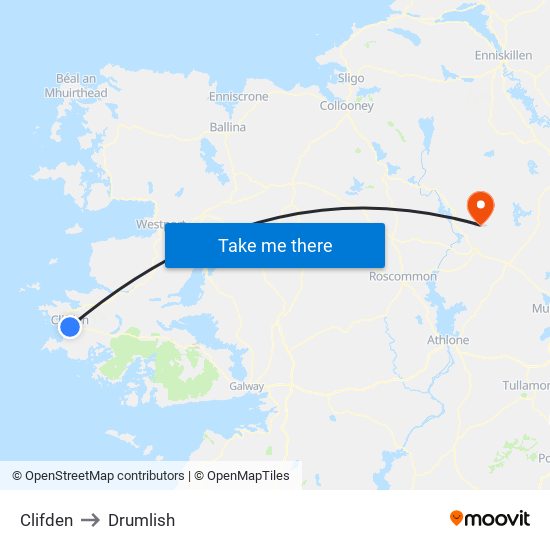 Clifden to Drumlish map