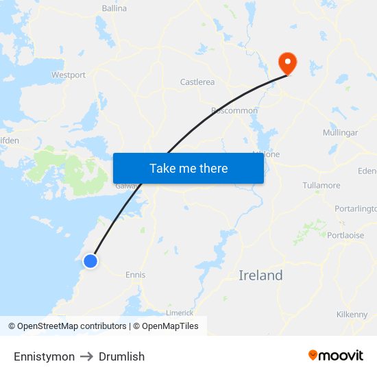 Ennistymon to Drumlish map