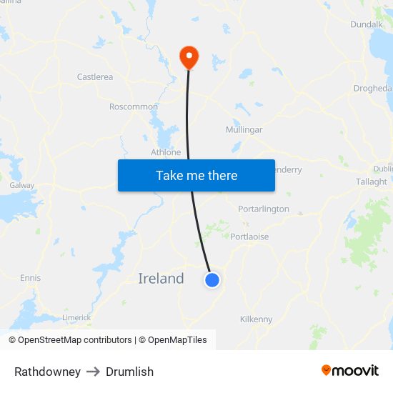 Rathdowney to Drumlish map