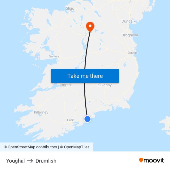 Youghal to Drumlish map