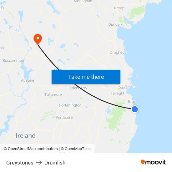 Greystones to Drumlish map