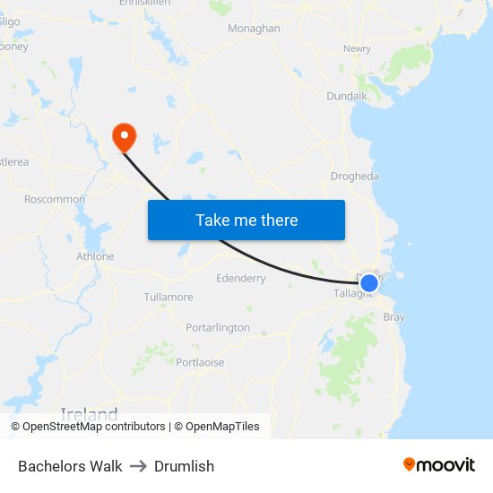 Bachelors Walk to Drumlish map