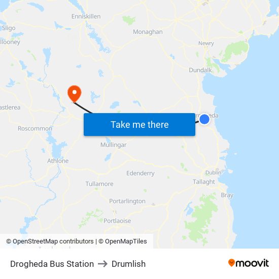 Drogheda Bus Station to Drumlish map