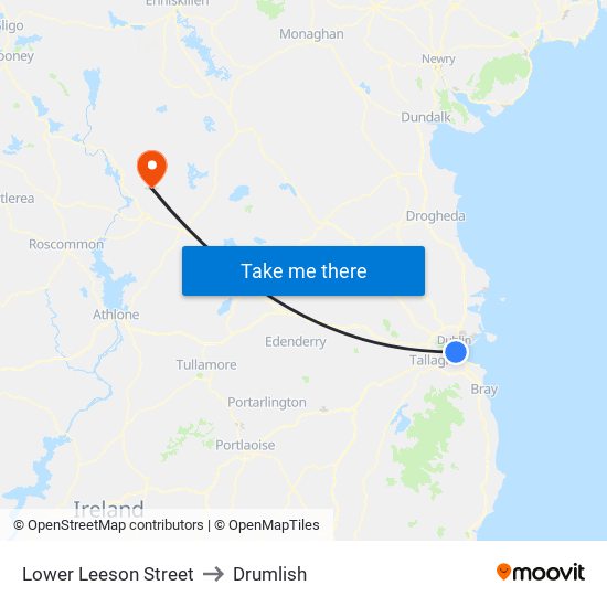 Lower Leeson Street to Drumlish map