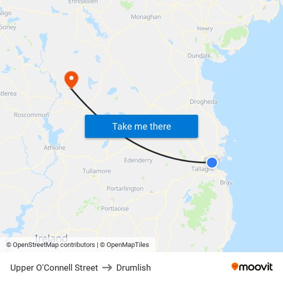 Upper O'Connell Street to Drumlish map