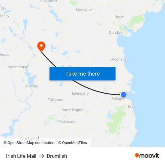 Irish Life Mall to Drumlish map