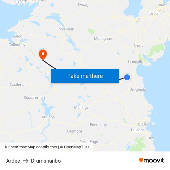 Ardee to Drumshanbo map