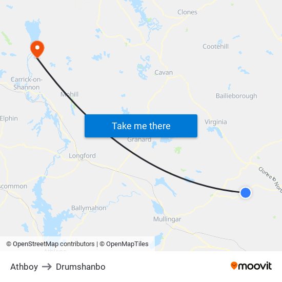 Athboy to Drumshanbo map