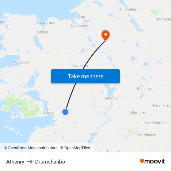 Athenry to Drumshanbo map