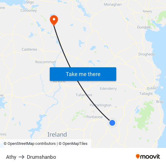 Athy to Drumshanbo map