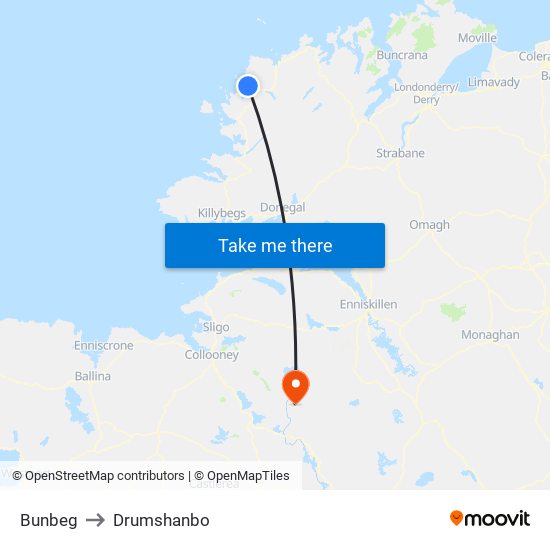 Bunbeg to Drumshanbo map