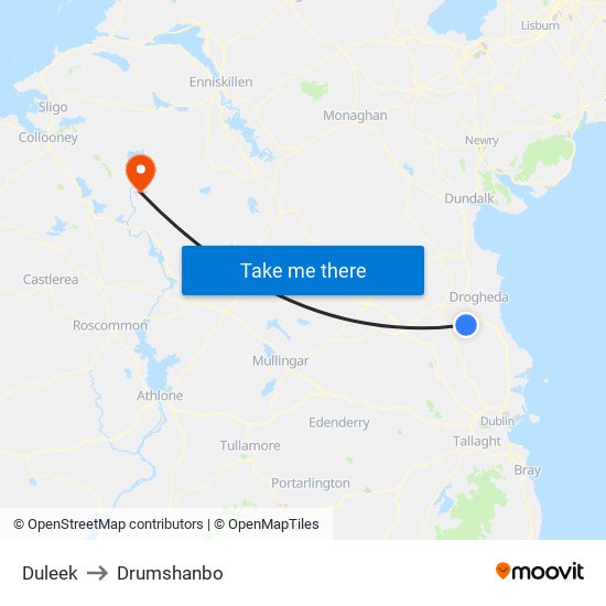 Duleek to Drumshanbo map