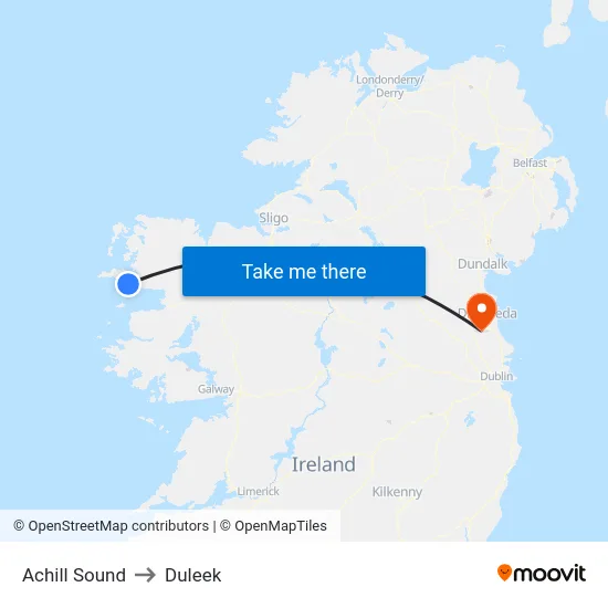 Achill Sound to Duleek map